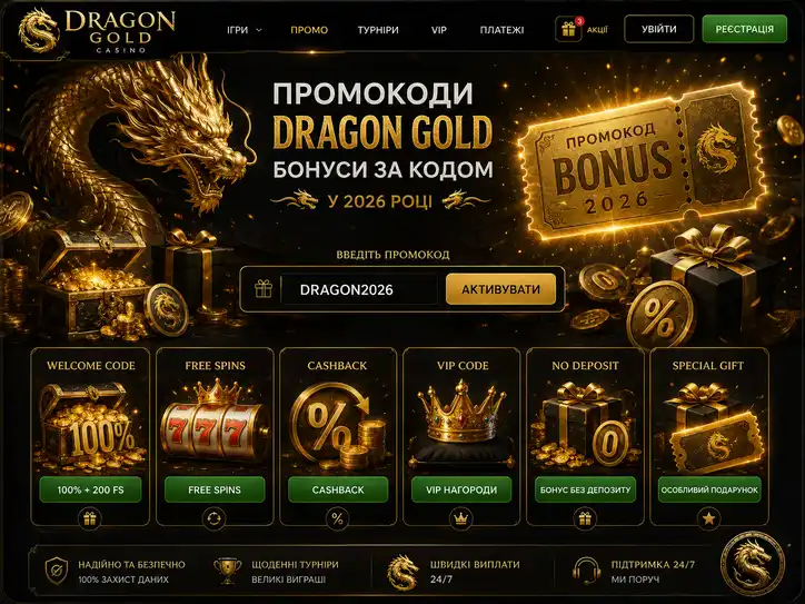 Промокоди Dragon Gold казино та поле для їх активації